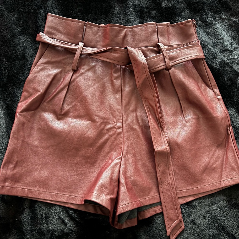 Faux leather shorts-burgundy- Medium